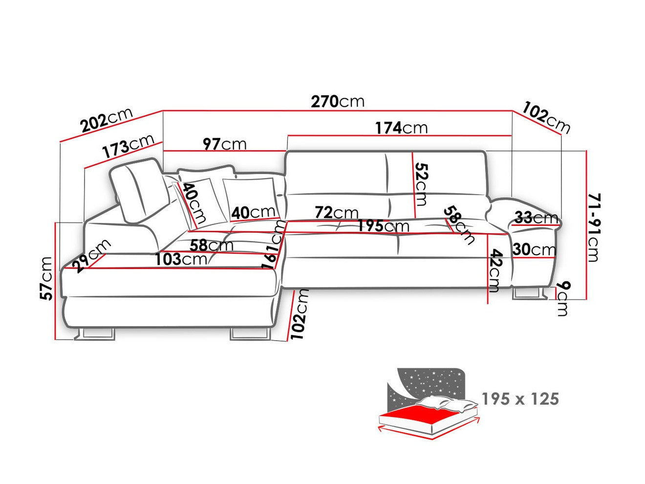 Hjørnesofa Comfivo 166