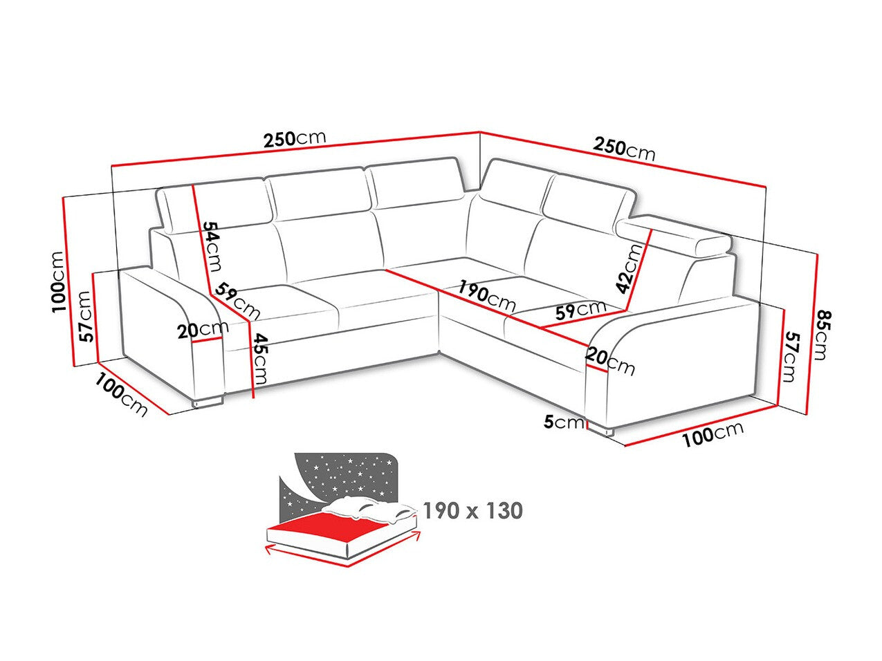 Hjørnesofa Columbus A103