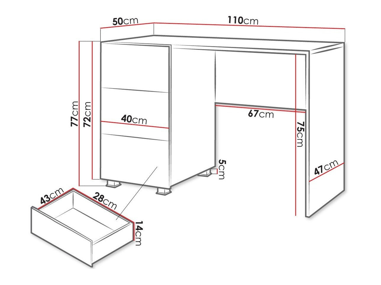 Skrivebord Tivdalu 122