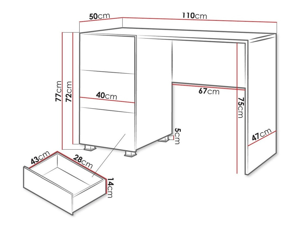 Skrivebord Tivdalu 122