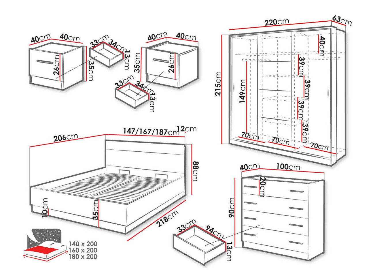 Soveværelses-sæt Fresno D106