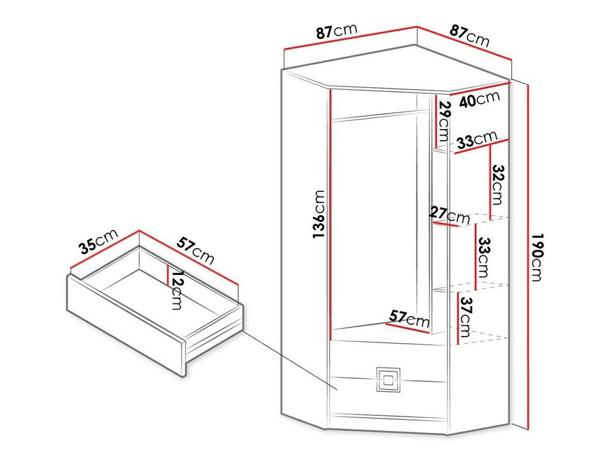 Corner wardrobe Akron F102