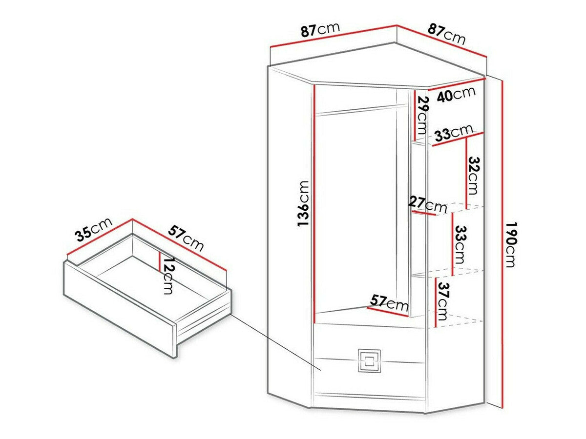 Corner wardrobe Akron F102