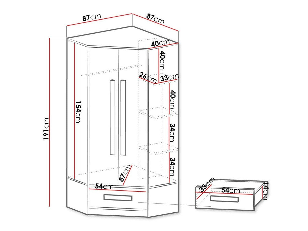 Corner wardrobe Akron J103