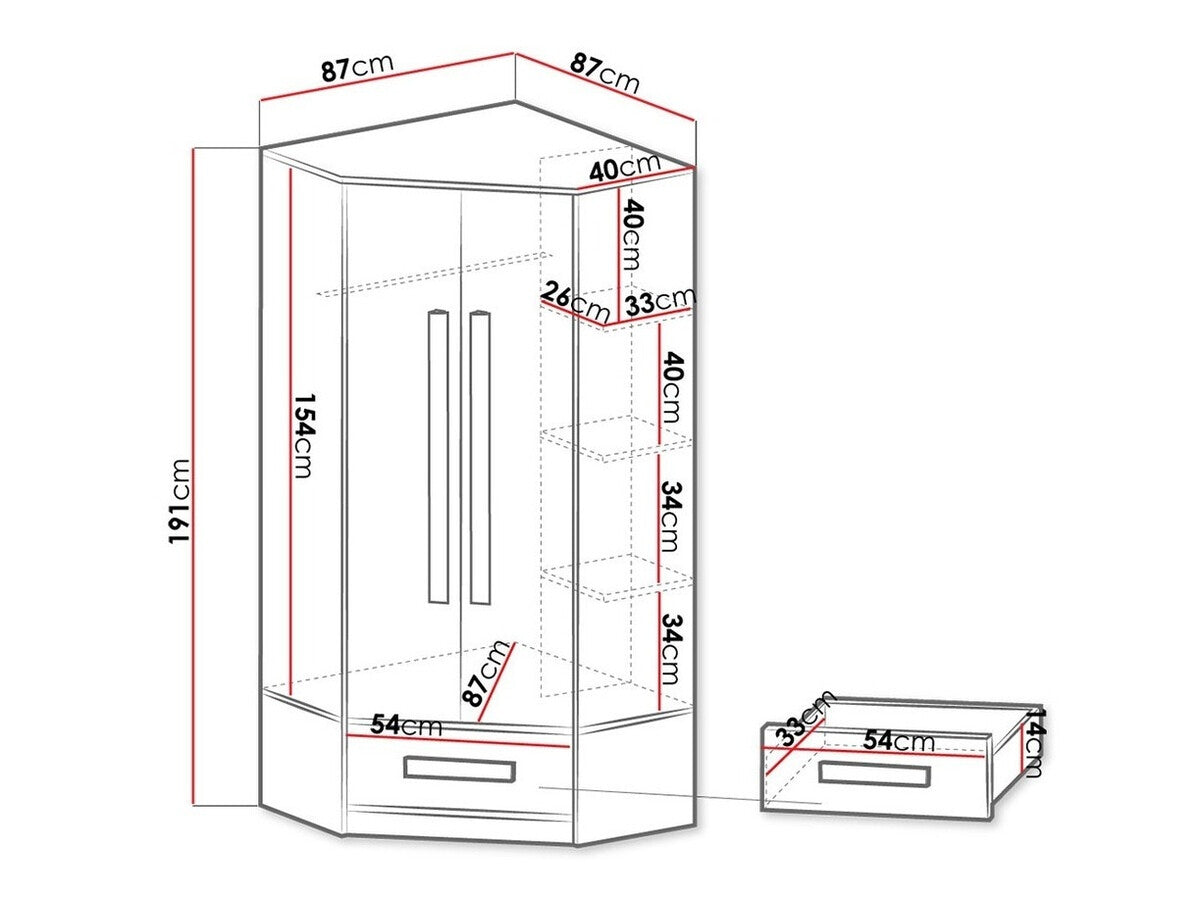 Corner wardrobe Akron J103