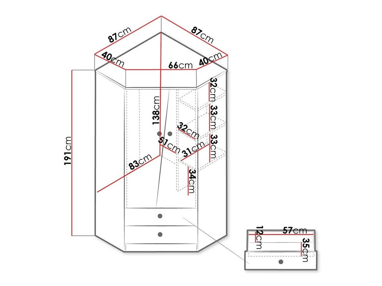 Corner wardrobe Akron M101