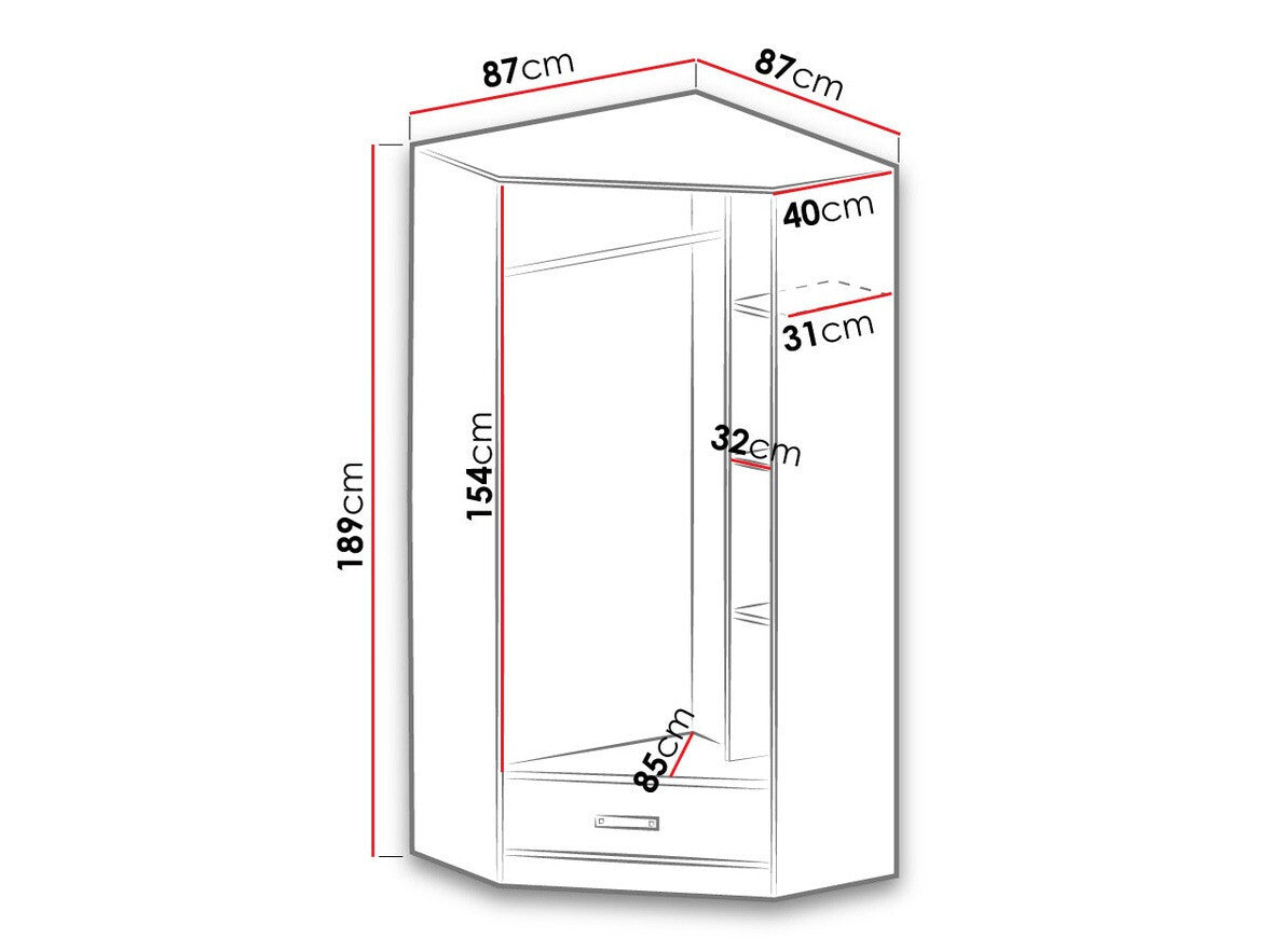 Hjørneklædeskab Akron A112