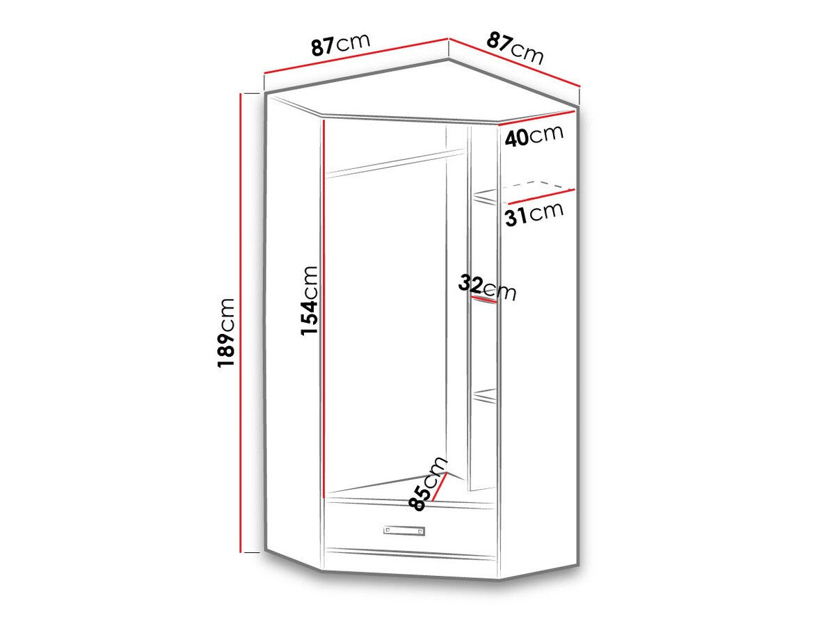 Hjørneklædeskab Akron A112