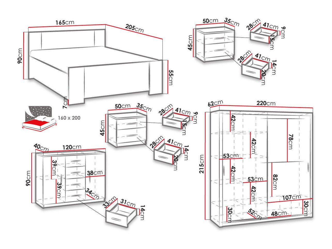 Soveværelses-sæt Catromi 115
