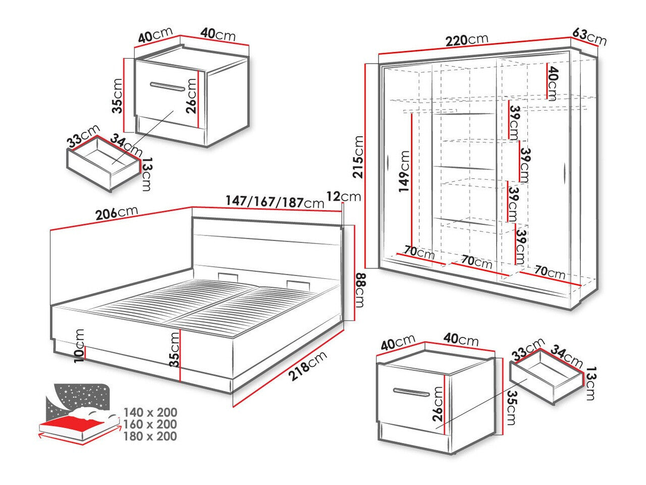 Soveværelses-sæt Fresno D105