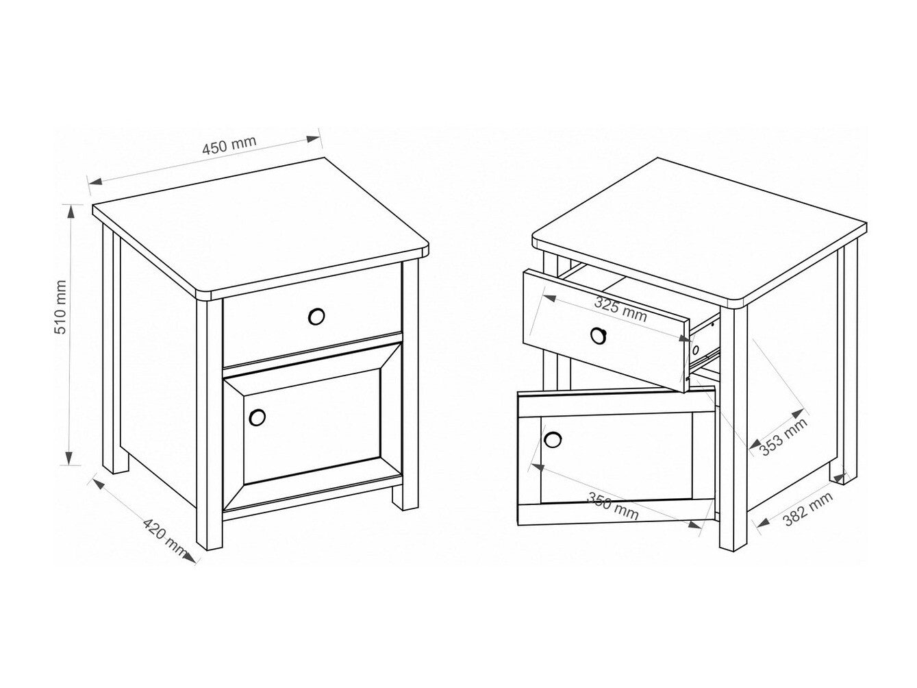 Sengebord Fresno B104