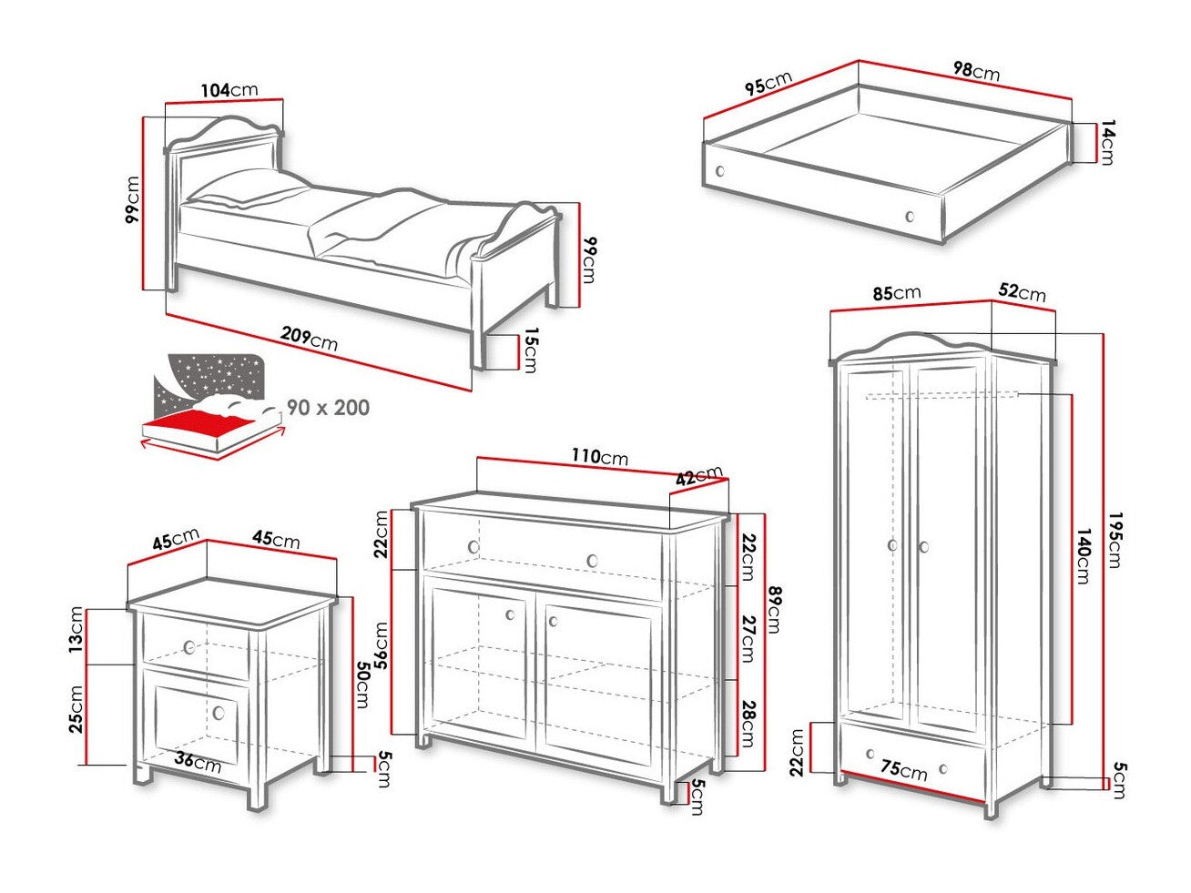 Børneværelses-sæt Fresno B108