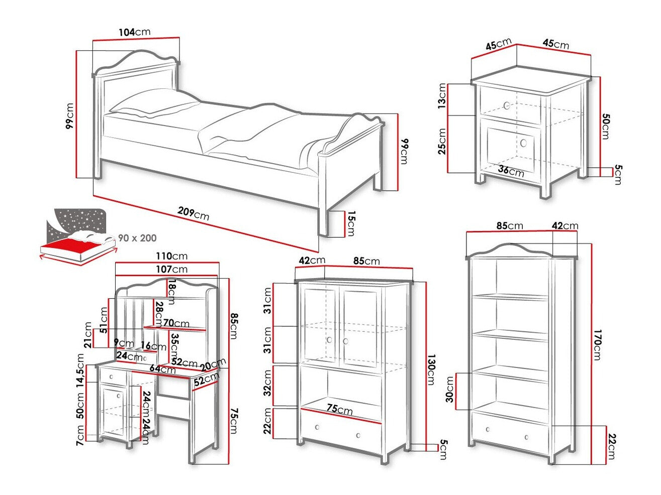 Børneværelses-sæt Elblive 127