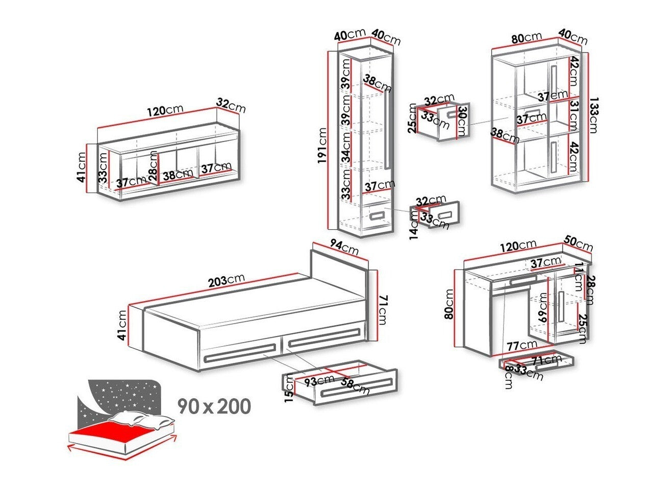 Børneværelses-sæt Akron J108