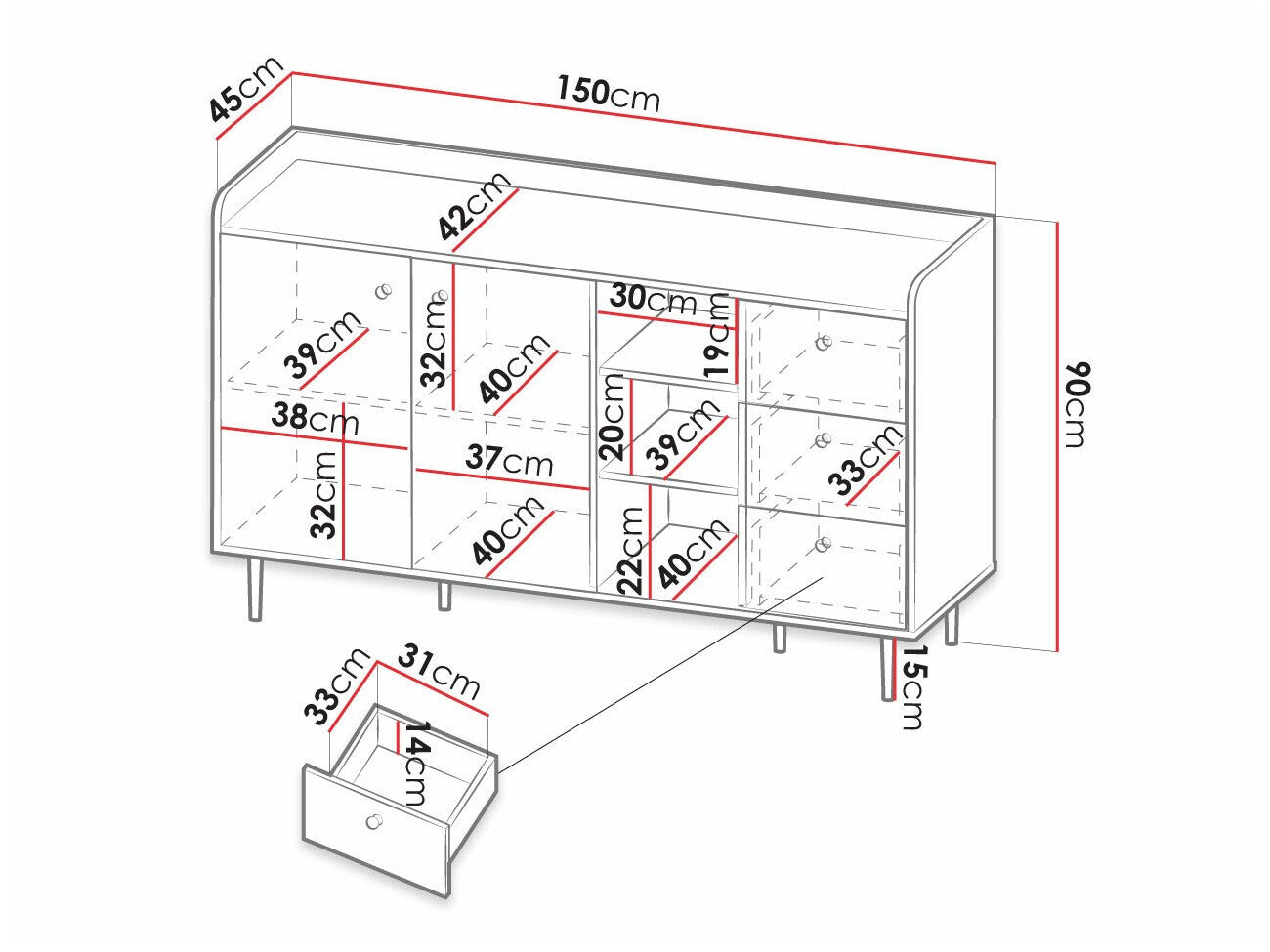 Chest of drawers Providence 156