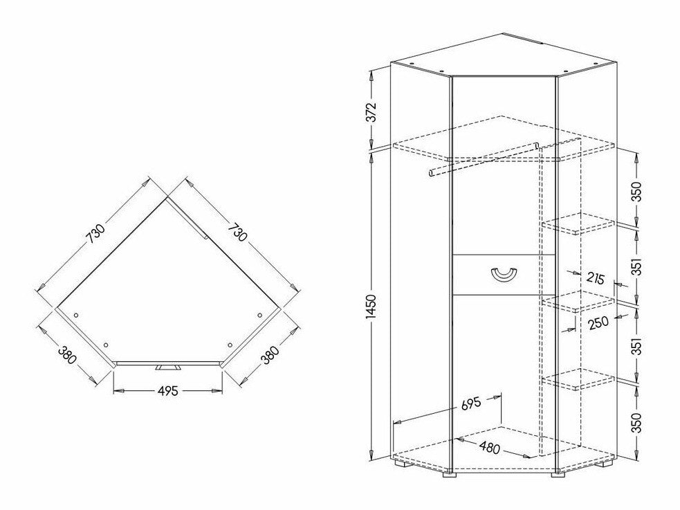 Hjørneklædeskab Ogden L106