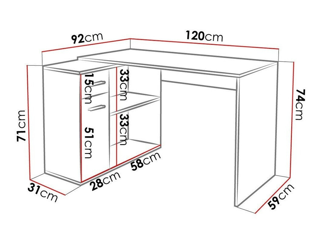 Hjørneskrivebord Bristol 165