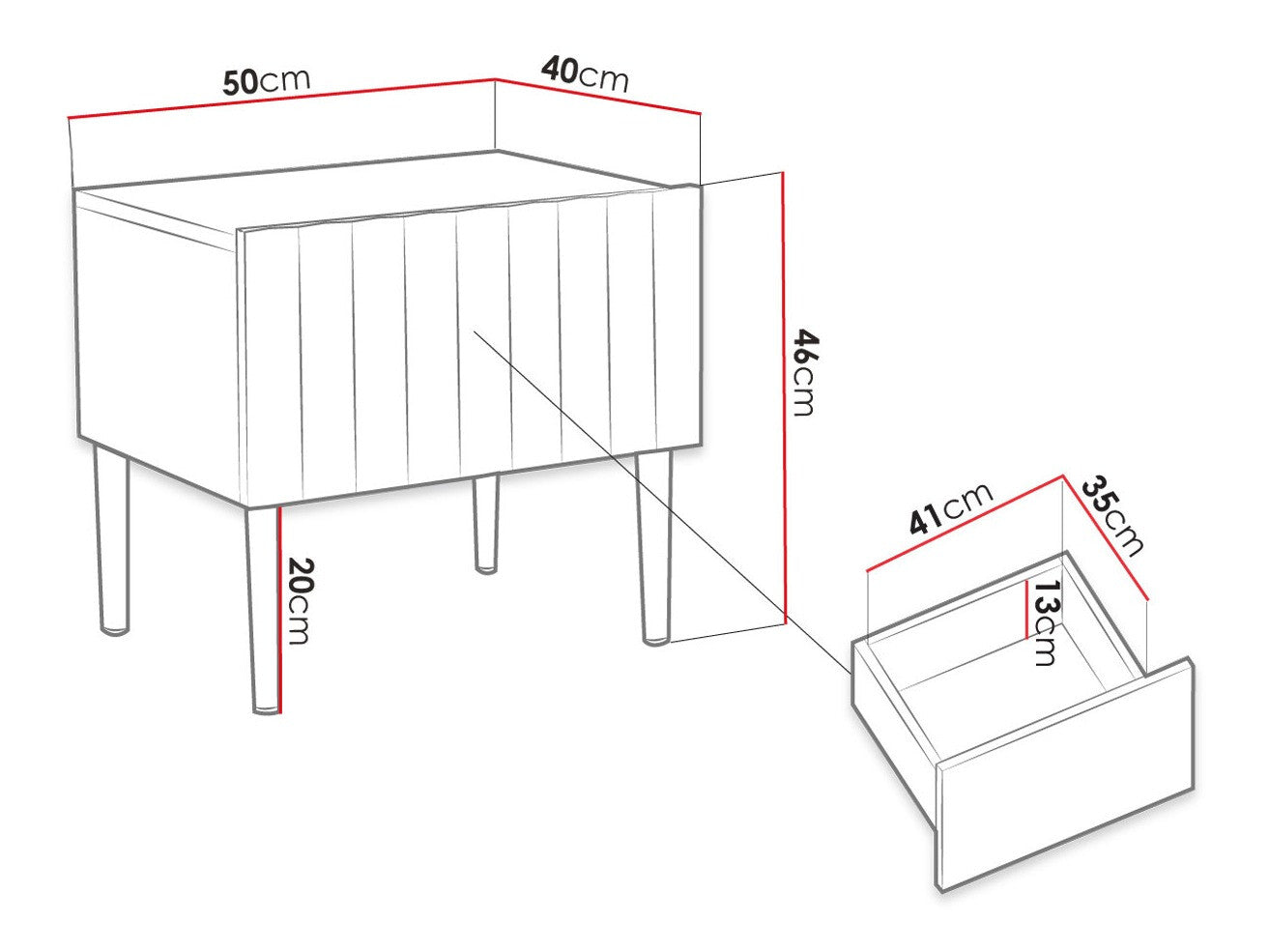 Sengebord Merced 135