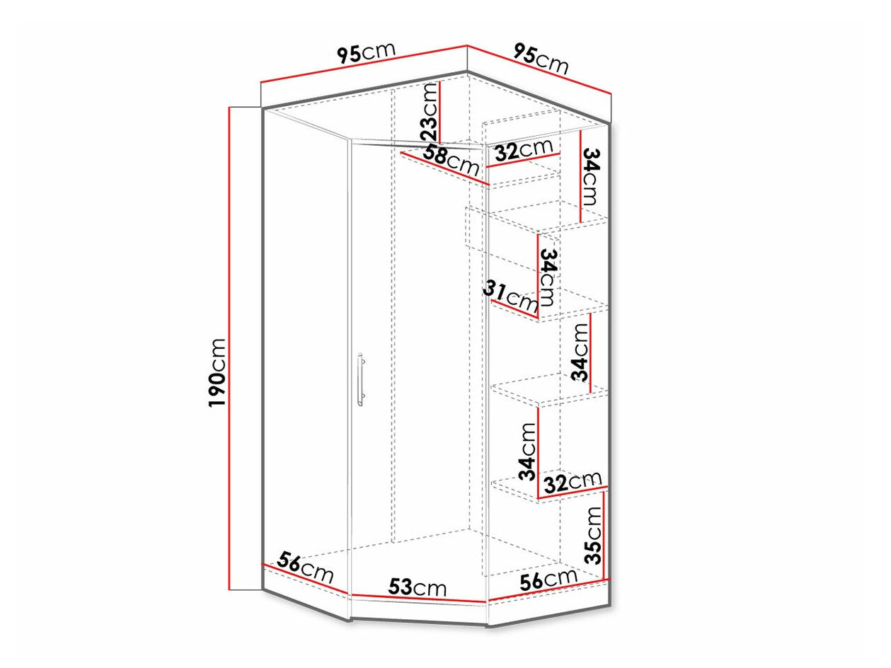 Hjørneklædeskab Omaha K106