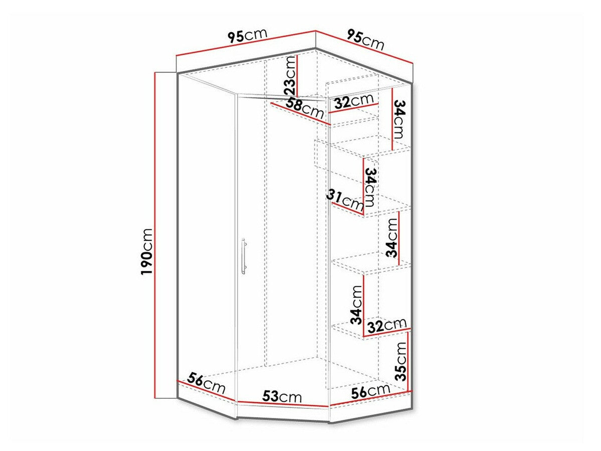 Hjørneklædeskab Omaha K106