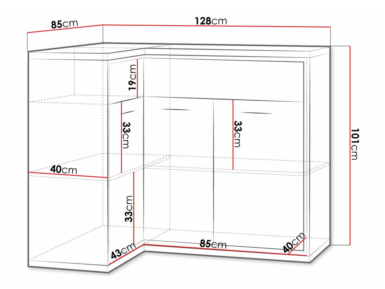 Corner chest of drawers Stanton F126