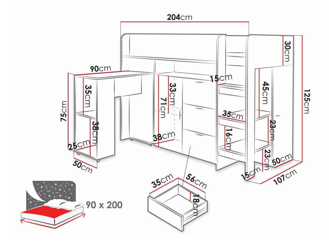 Køjeseng Hartford 363