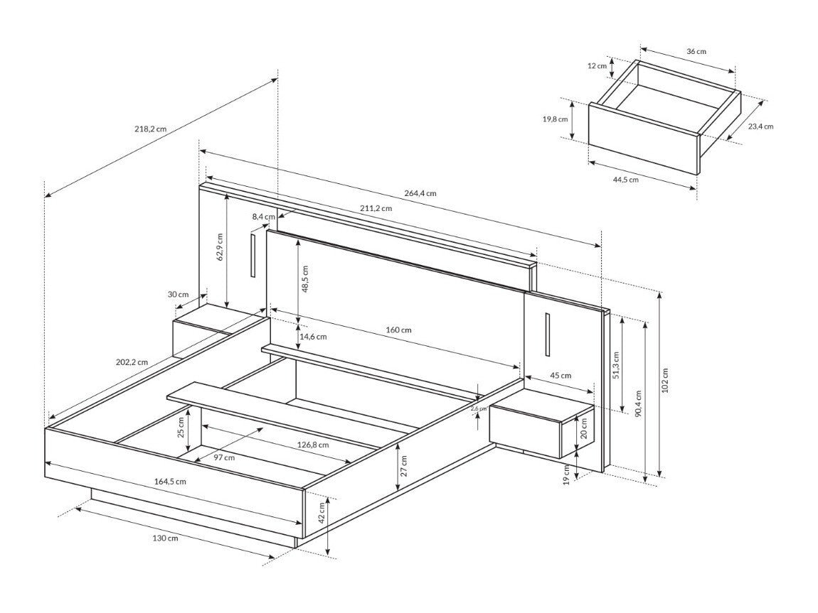 Seng Kingston L106 Med sengeborde