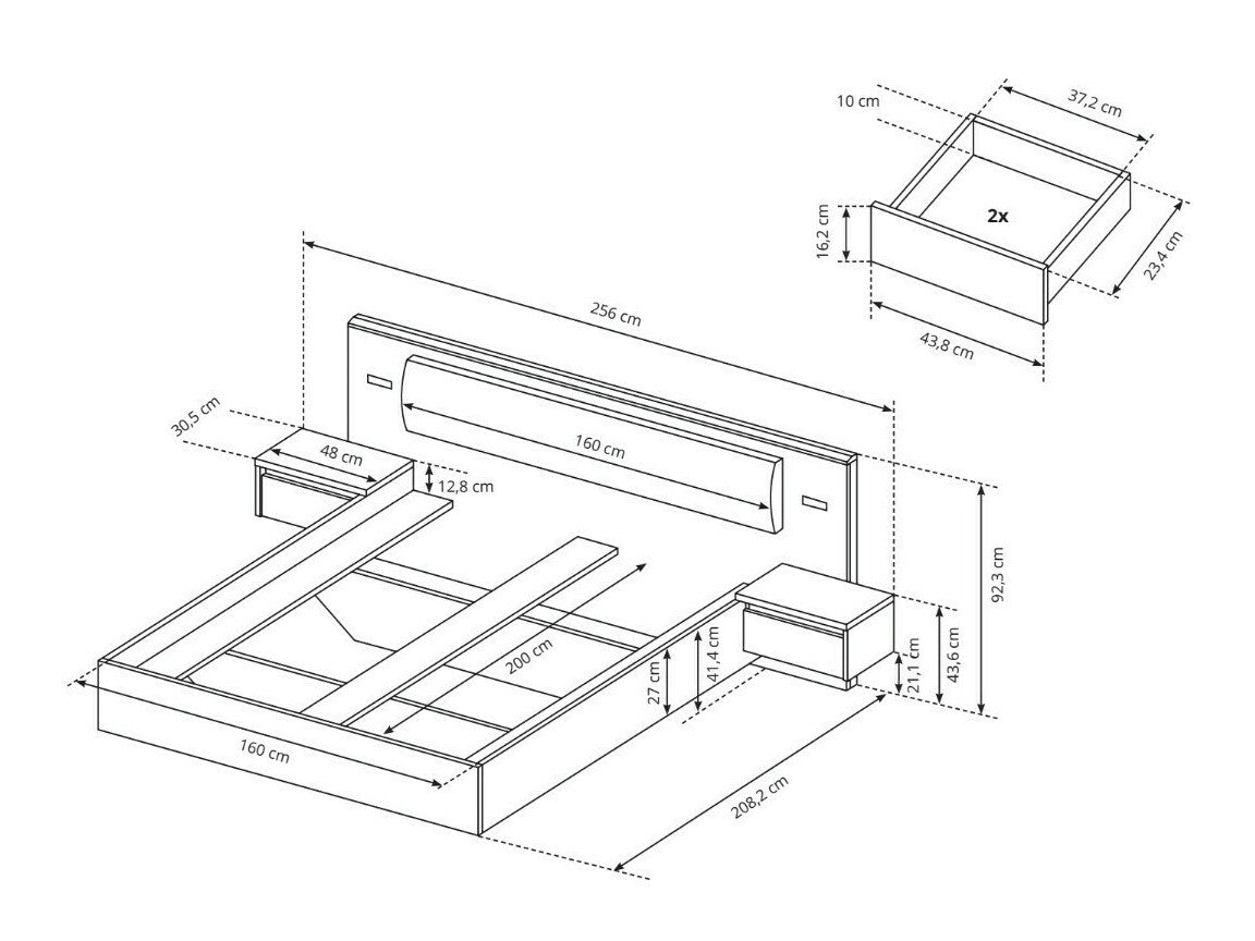 Seng Kingston M103 Med sengeborde