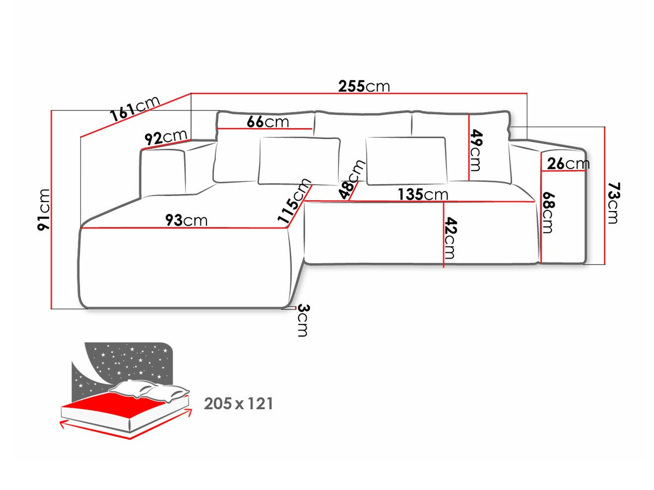 Hjørnesofa Arvada 116