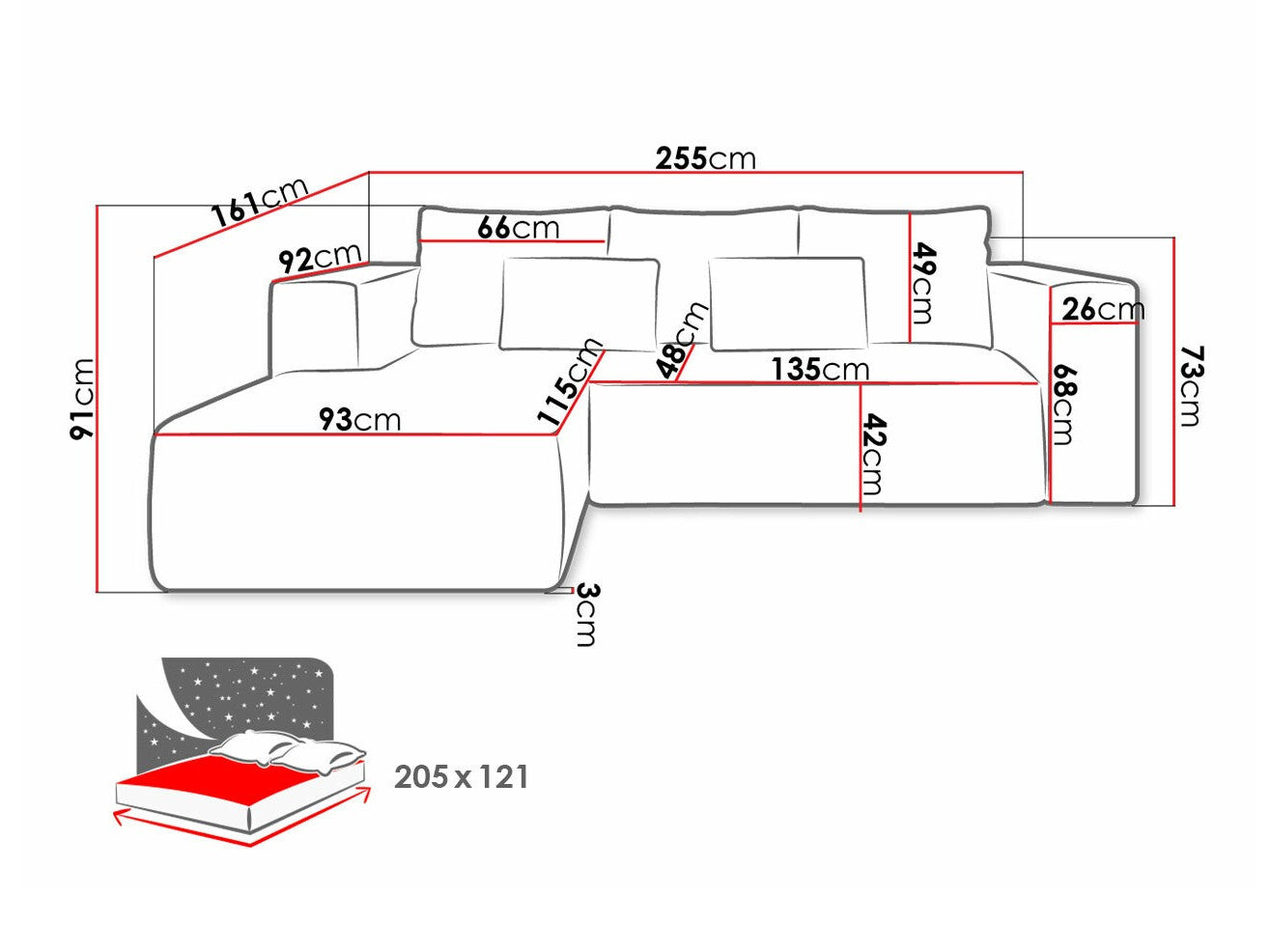 Hjørnesofa Arvada 116