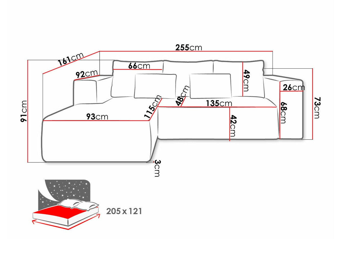 Hjørnesofa Arvada 116
