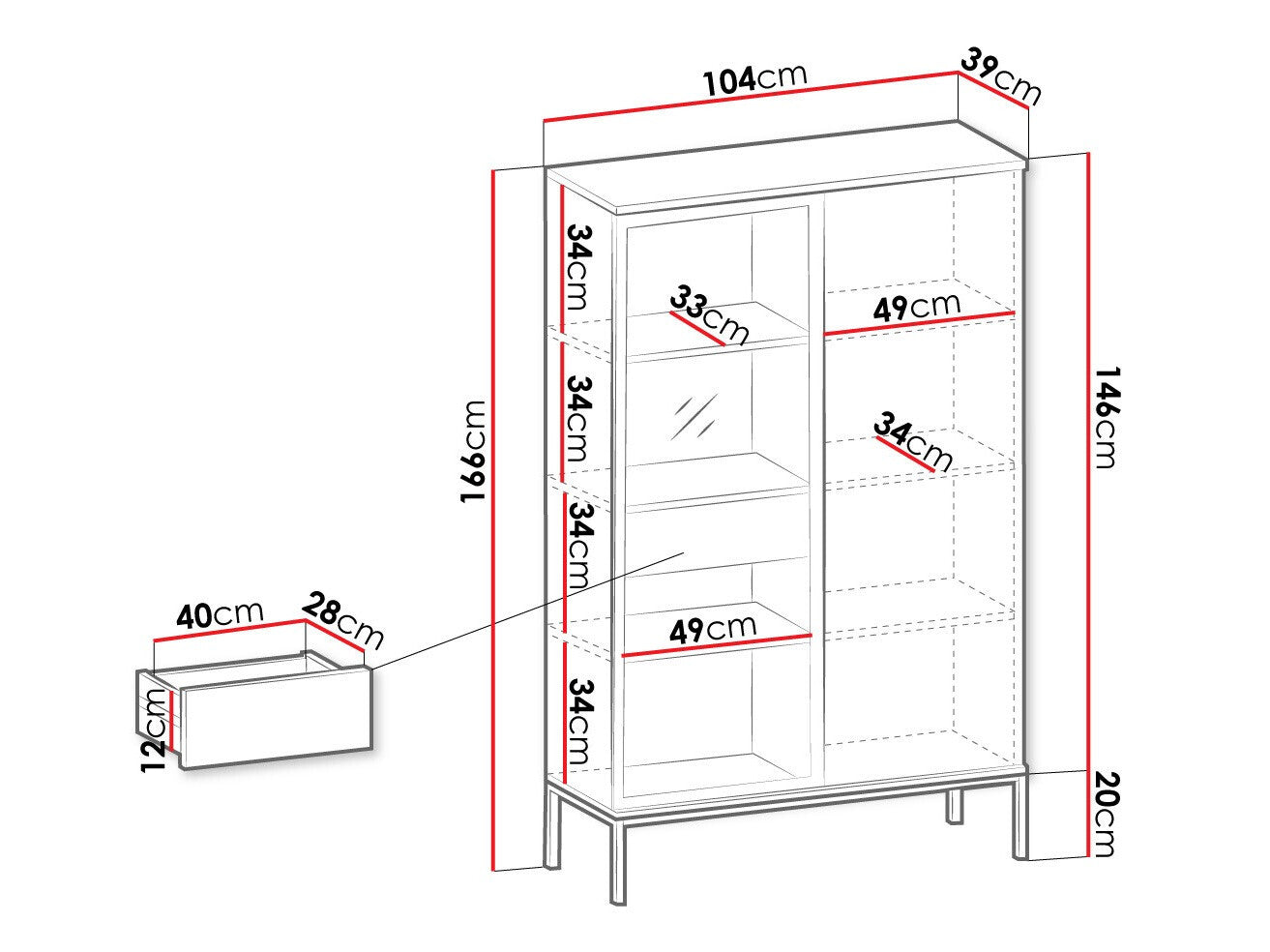 Display cabinet Lima H100