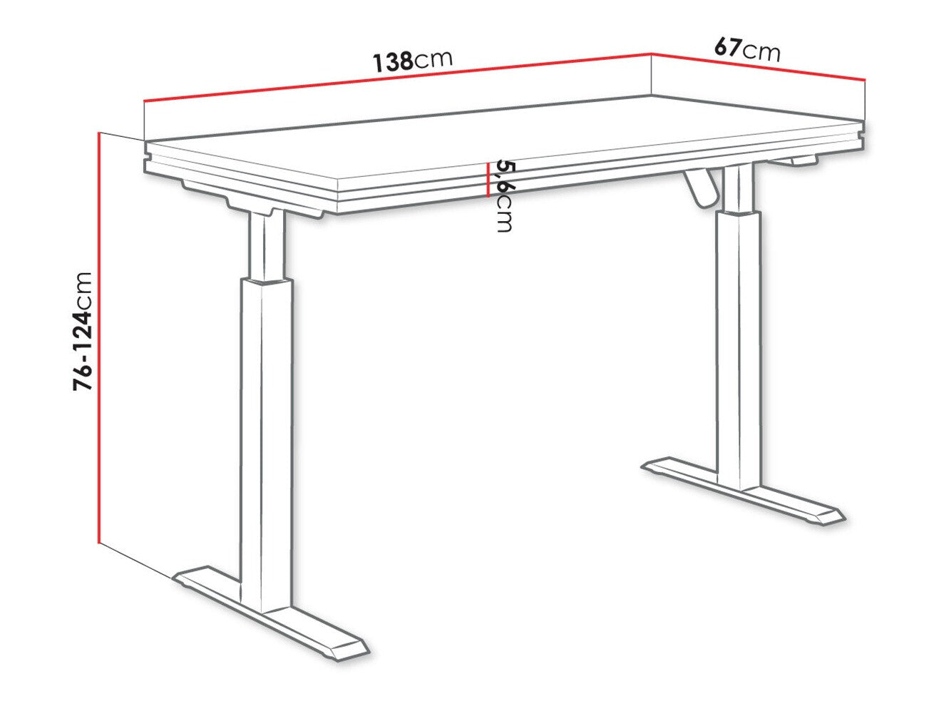 Højdejusterbart arbejdsbord Tucson 170
