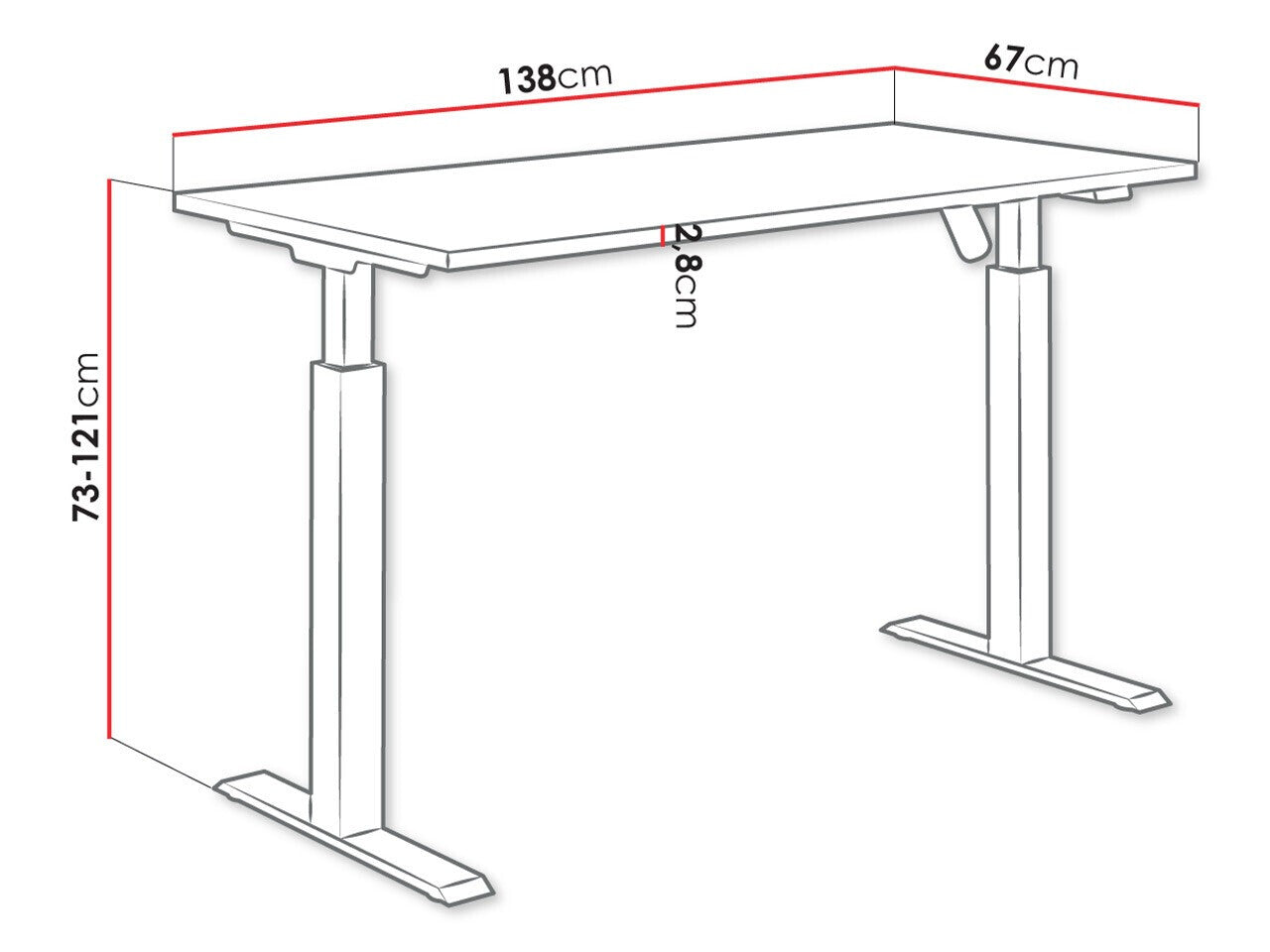 Højdejusterbart arbejdsbord Tucson 171