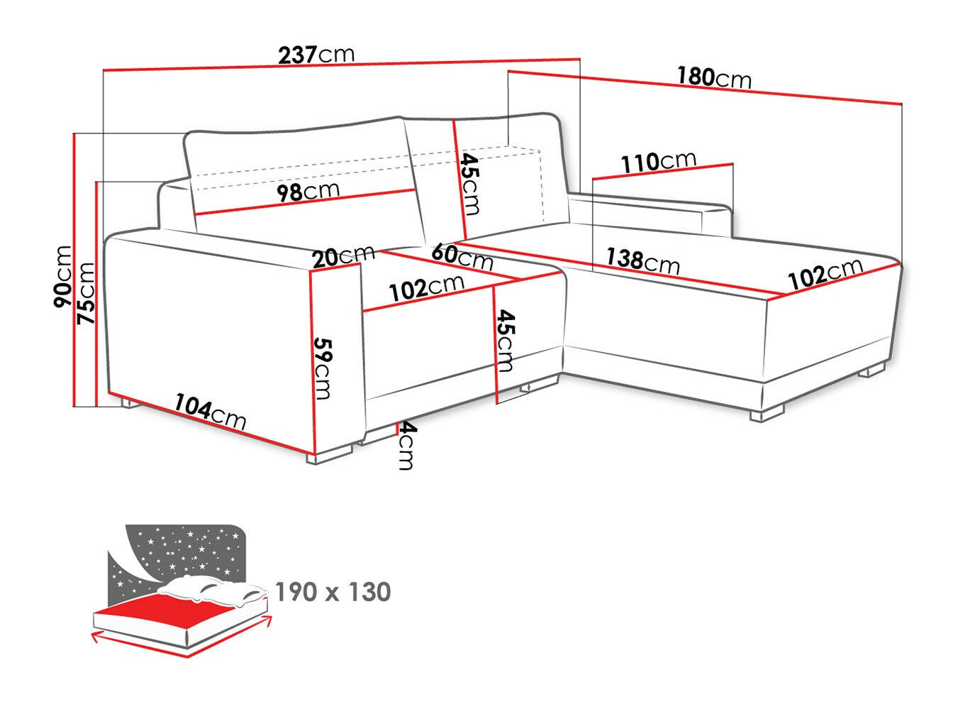 Hjørnesofa Columbus 204