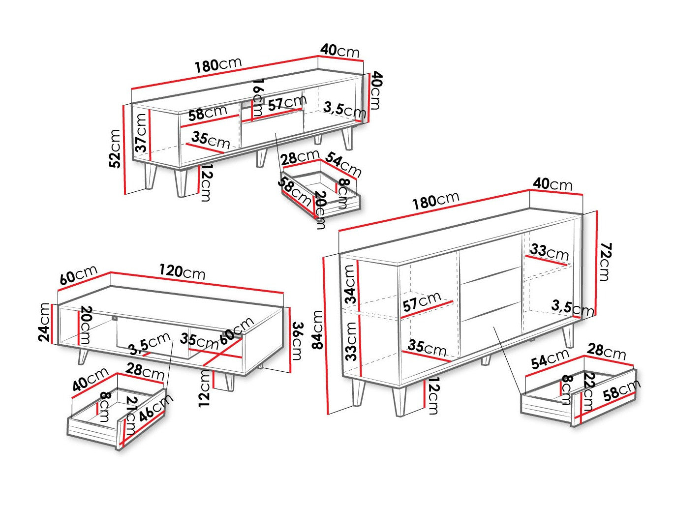 Stuemøbler-sæt Comfivo L100