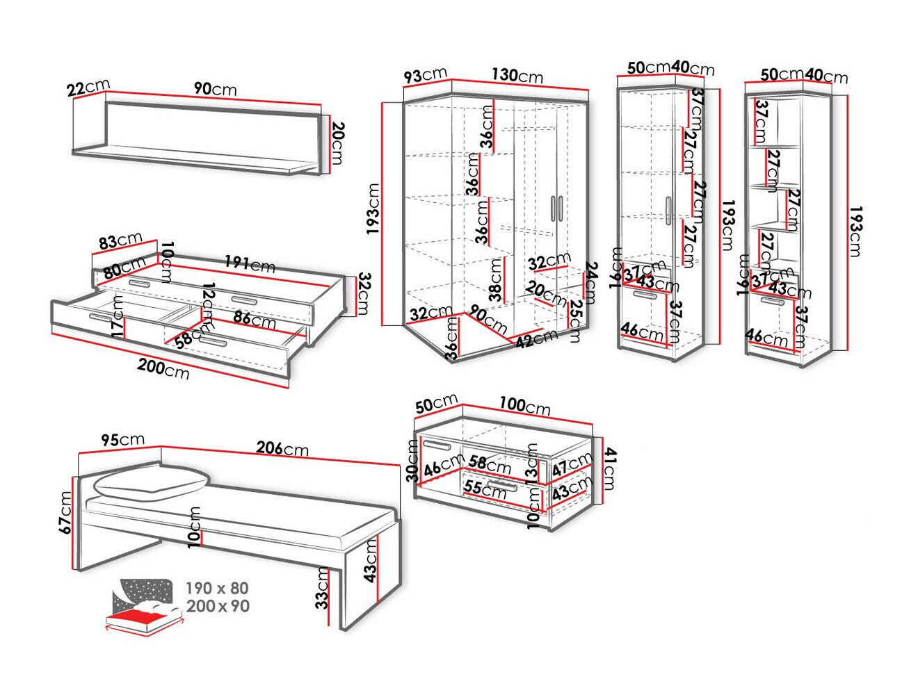 Børneværelses-sæt Fresno E100