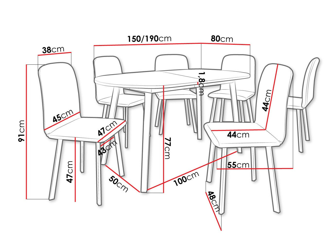 Spisestue-sæt Edmond 121