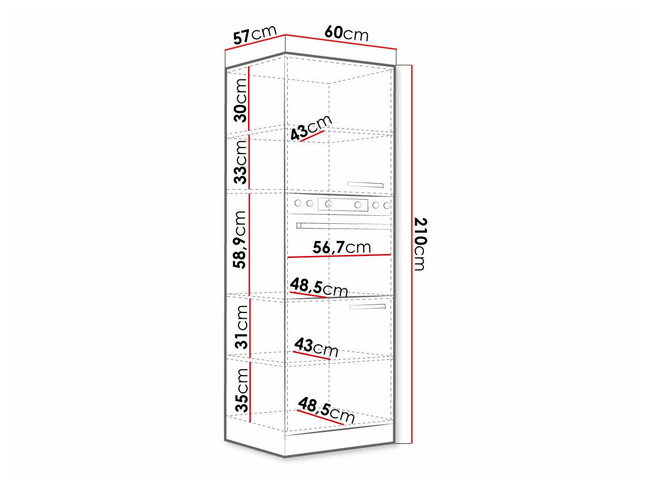 Modulskab til indbyggede apparater Multi Grey 100