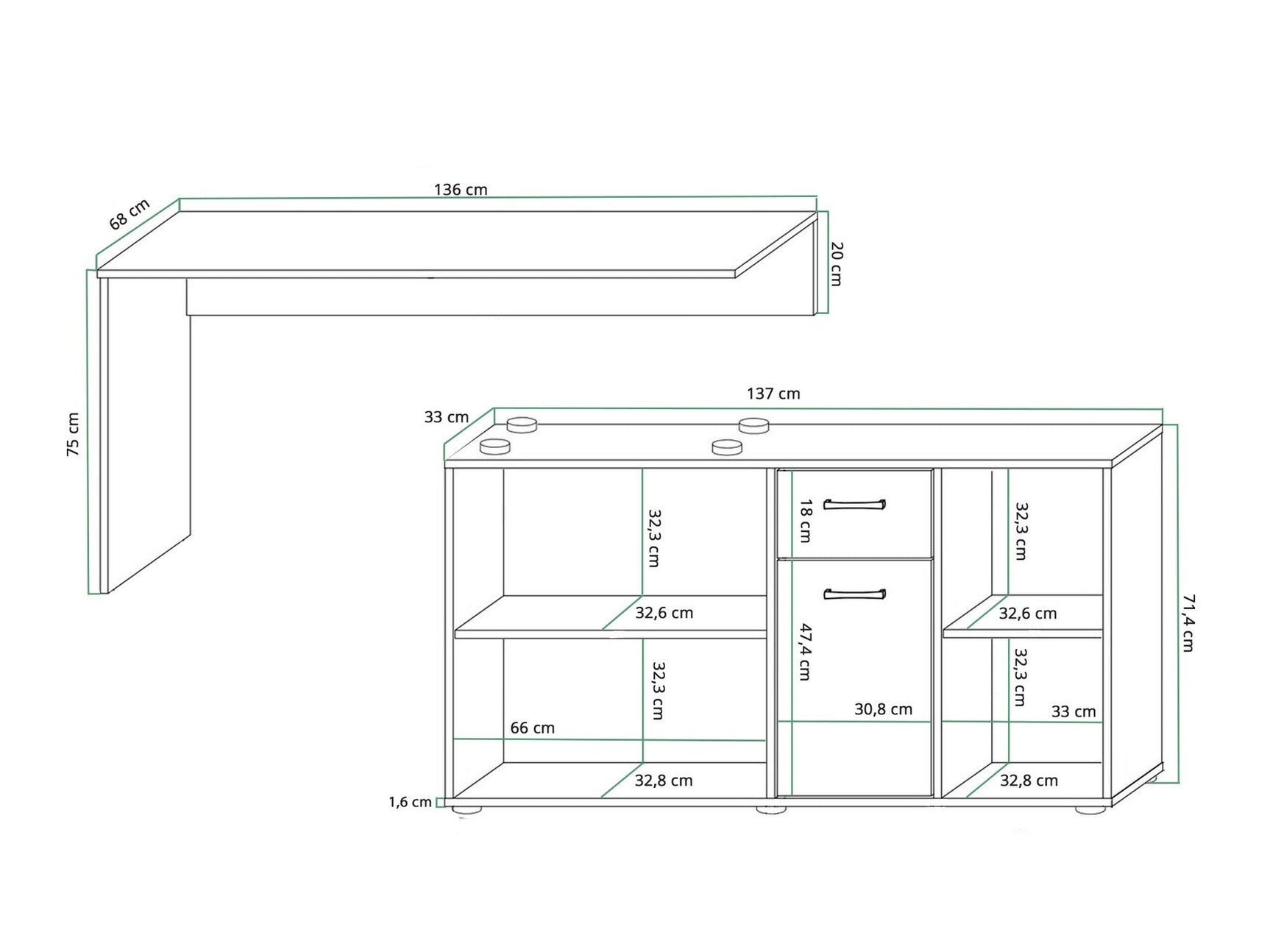 Hjørneskrivebord Gilroy 113