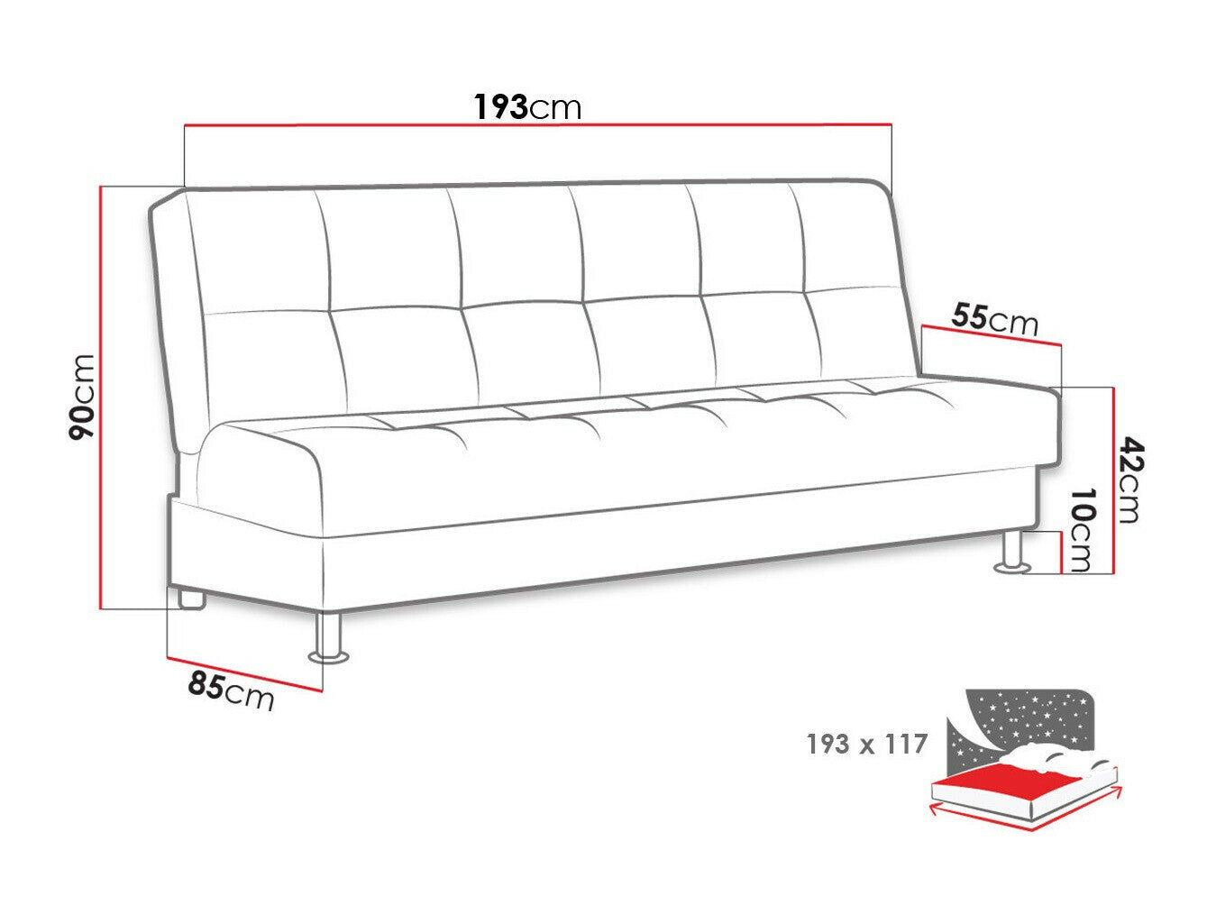 Sovesofa Columbus 210