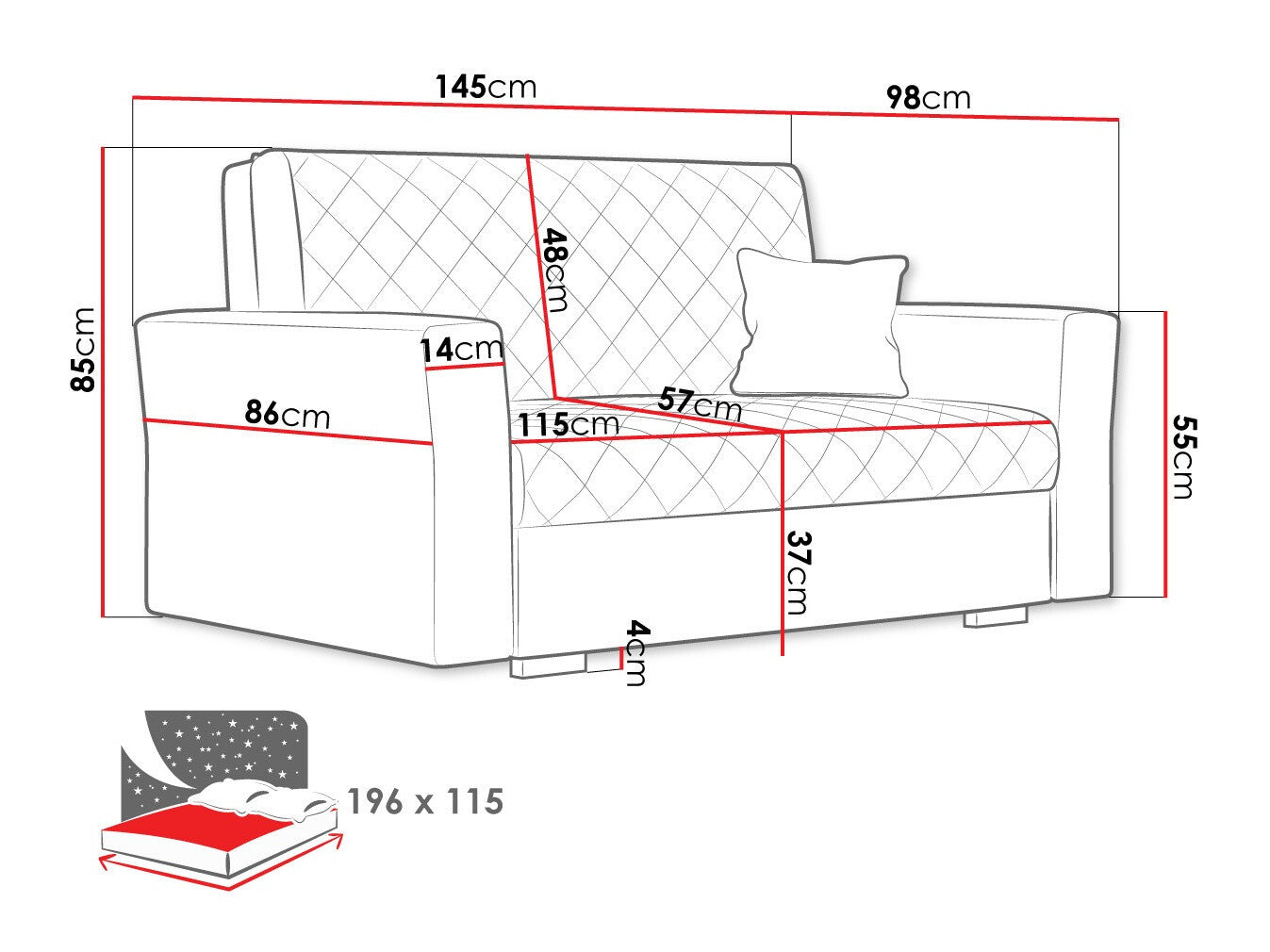 Sovesofa Columbus 146