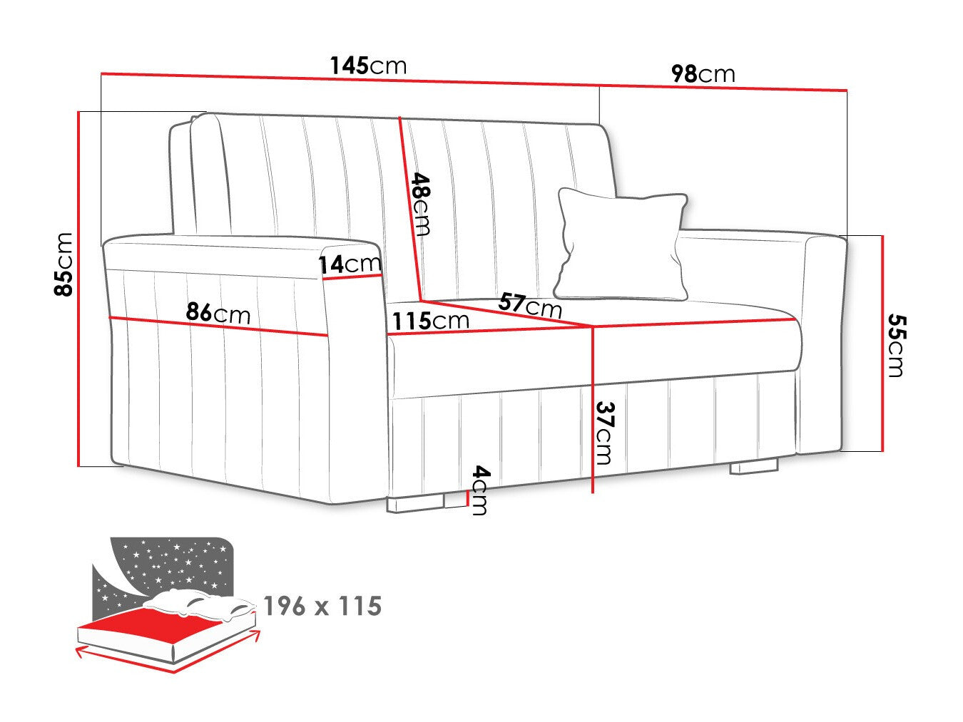Sovesofa Columbus 136
