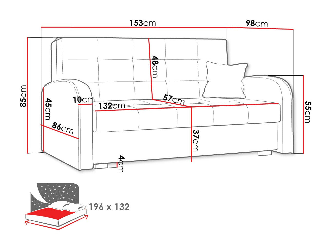 Sovesofa Columbus 116
