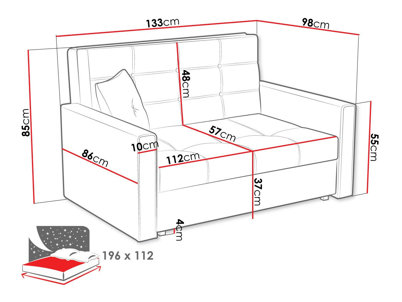 Sovesofa Columbus 100