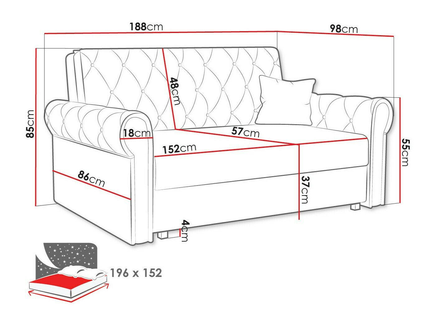 Sovesofa Columbus 196