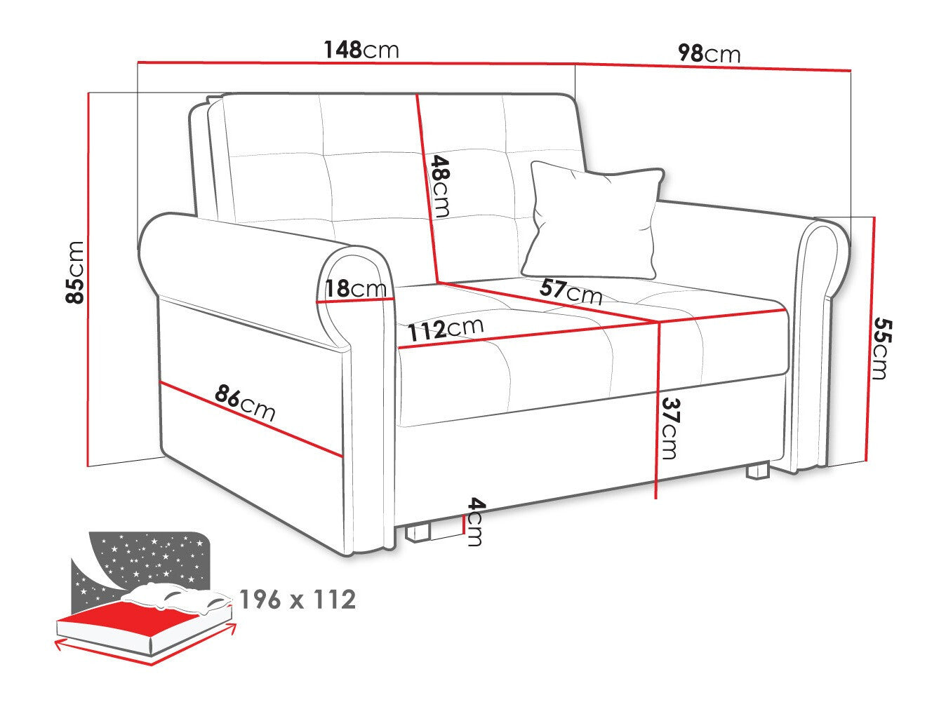 Sovesofa Columbus 128