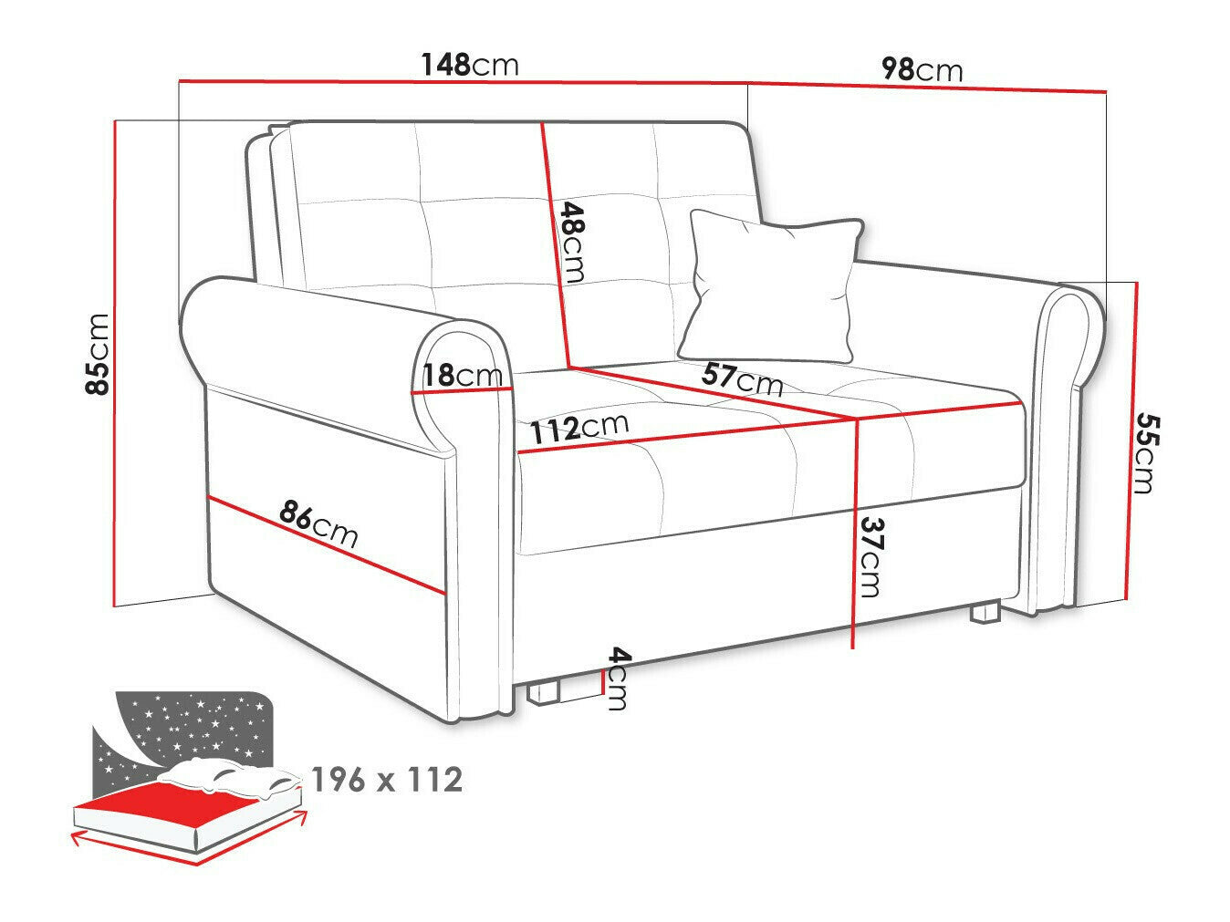 Sovesofa Columbus 128
