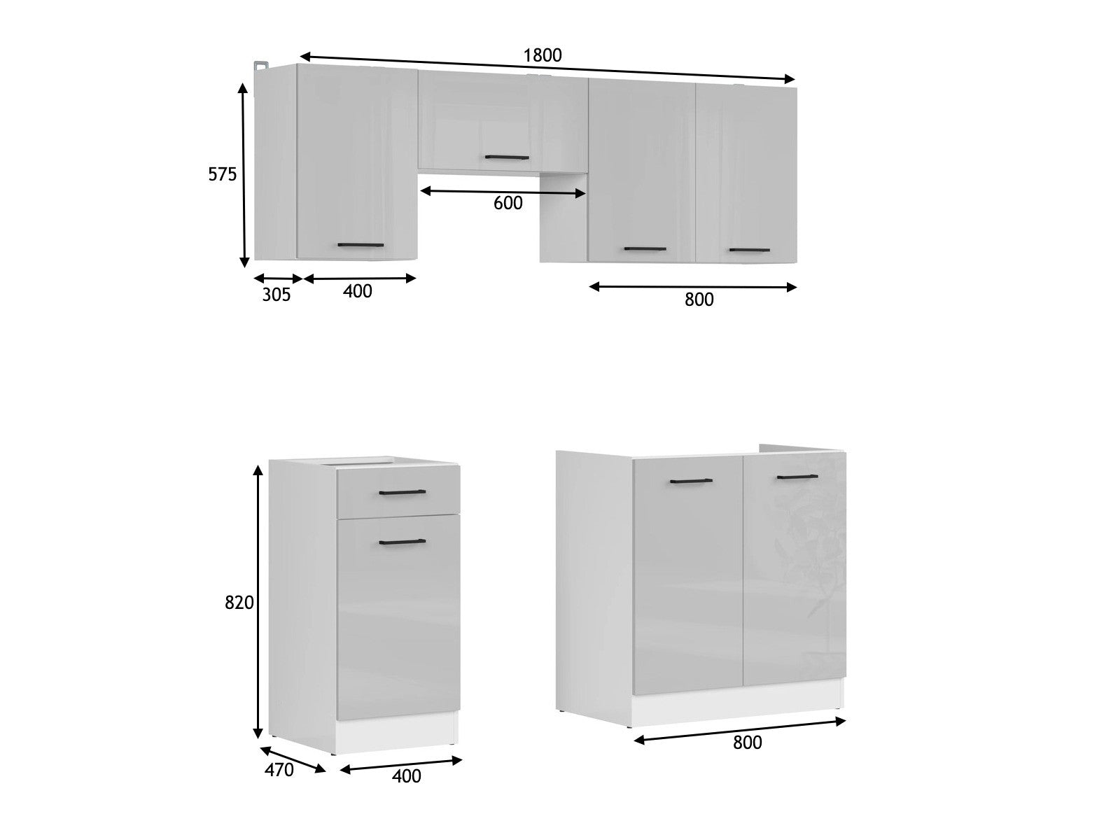 Modulopbygget køkkensæt Line Grey 118