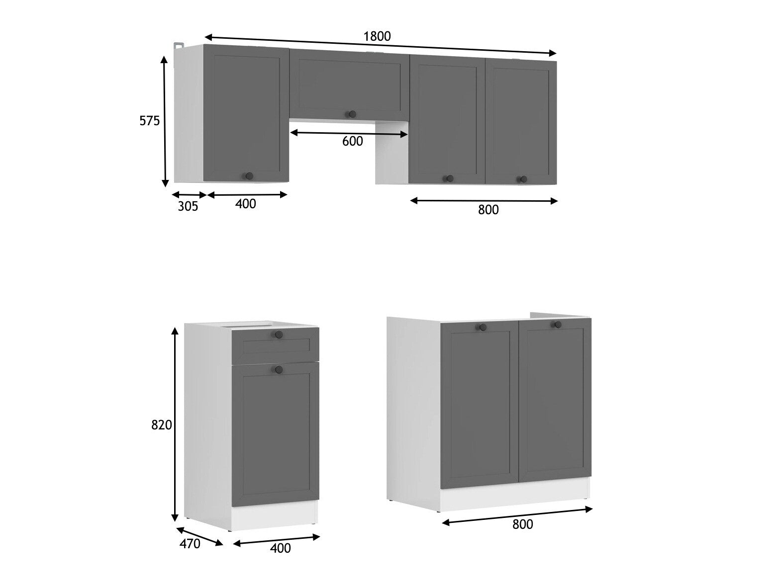 Modulopbygget køkkensæt Classic Grey 118